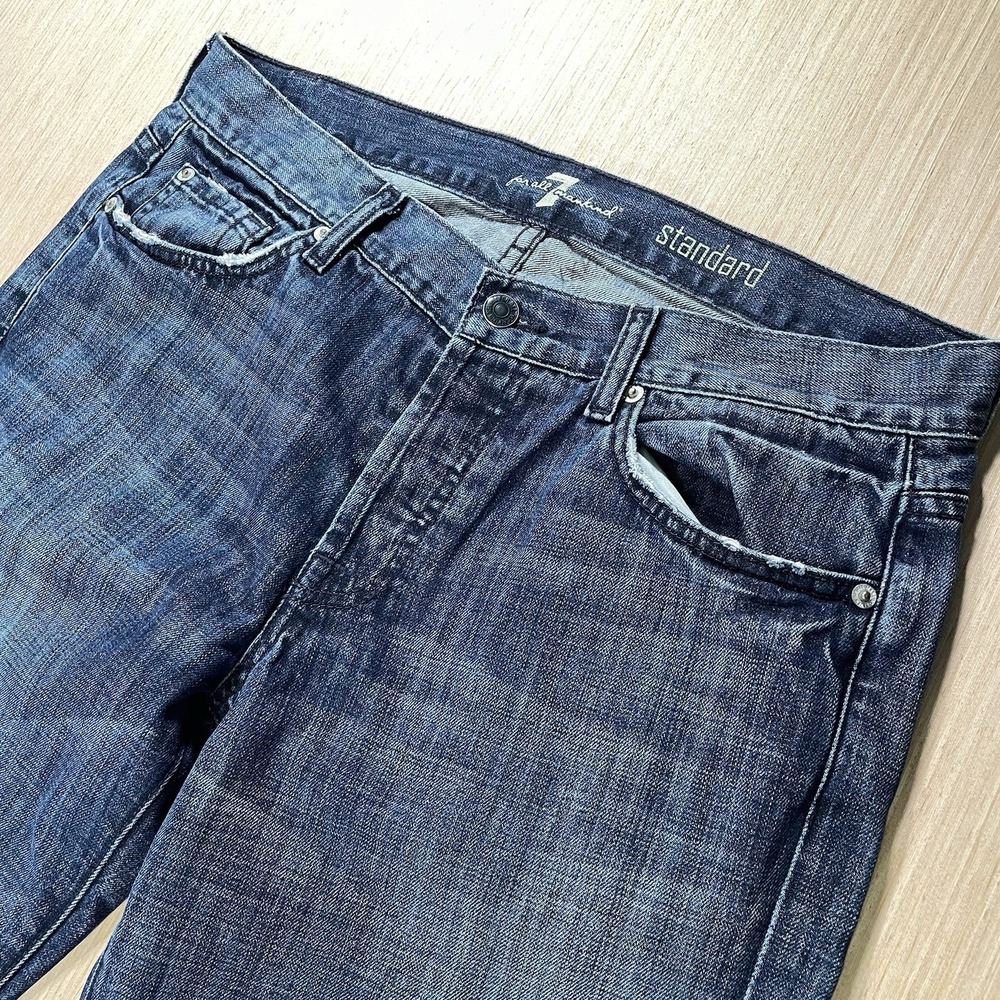 7 For All of Mankind Men's Standard Straight Leg Raw Hem Jeans 32x31 Made In USA